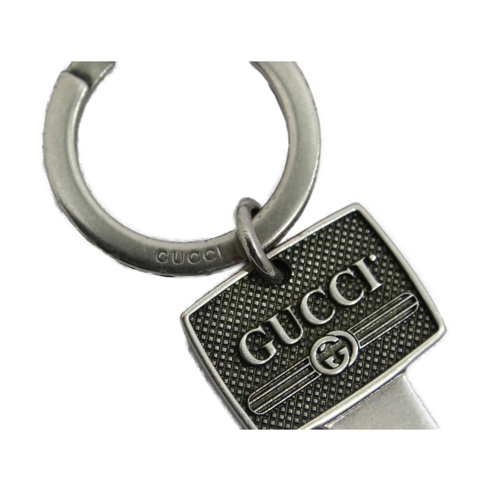 Gucci Key Motif Keychain Key Ring Silver Black View 4